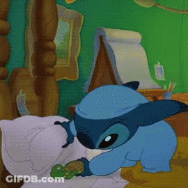 Stitch Lying On Bed GIF