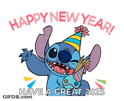 Stitch Party Hat Stuffed Animal Happy New Year 2025 GIF