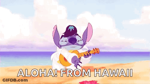 Stitch Playing Guitar On Beach Aloha From Hawaii GIF