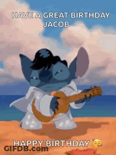 Stitch Playing Guitar On Beach GIF