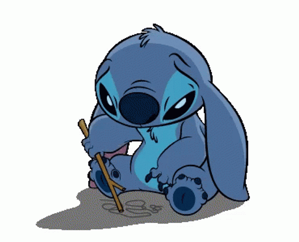 Stitch Sad Lonely Drawing GIF