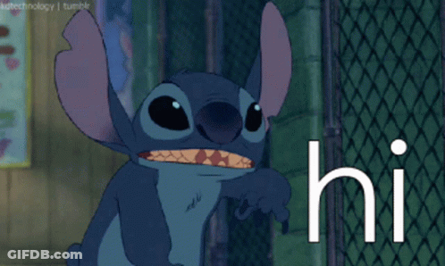 Stitch Saying Hi With Mouth Wide Open GIF