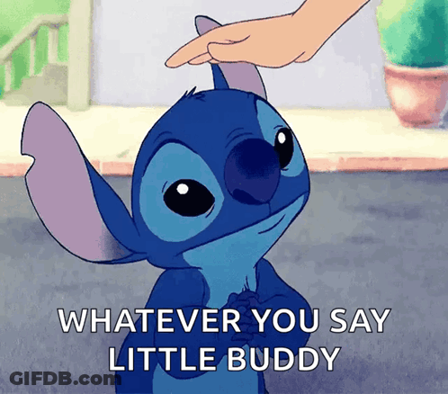 Stitch Saying Whatever You Say Little Buddy GIF