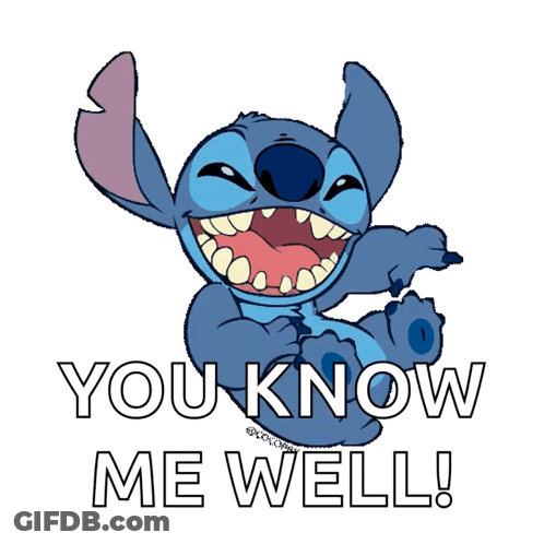 Stitch Saying You Know Me Well GIF