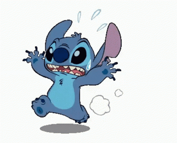 Stitch Scared Run Sticker GIF