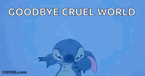 Stitch Screaming Goodbye Cruel World GIF