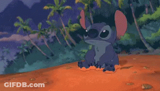 Stitch Sitting In Pile Of Dirt GIF