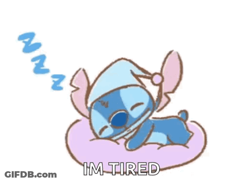 Stitch Sleeping On Pillow With Sleep Cap GIF