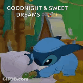 Stitch Sleeping With Turtle Says Goodnight GIF