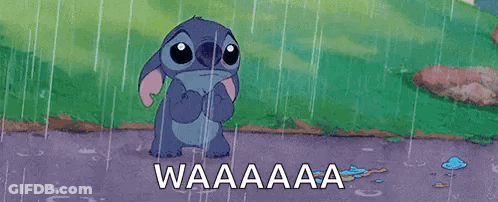 Stitch Standing In Rain Arms Crossed GIF