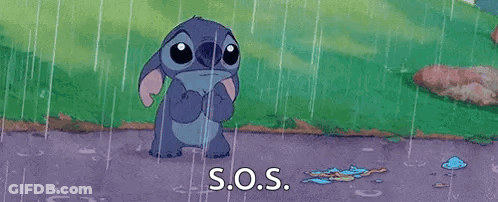 Stitch Standing In Rain Asking For Help GIF