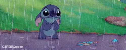 Stitch Standing In Rain Hands On Face GIF