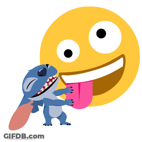Stitch Sticking Tongue Next To Smiley GIF