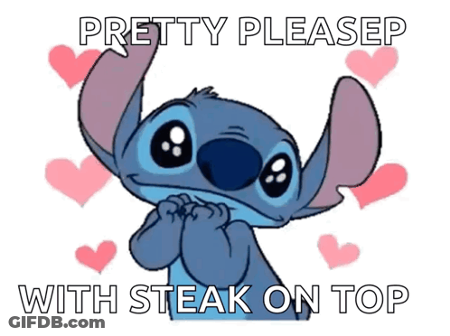 Stitch Surrounded By Hearts Pretty Please GIF