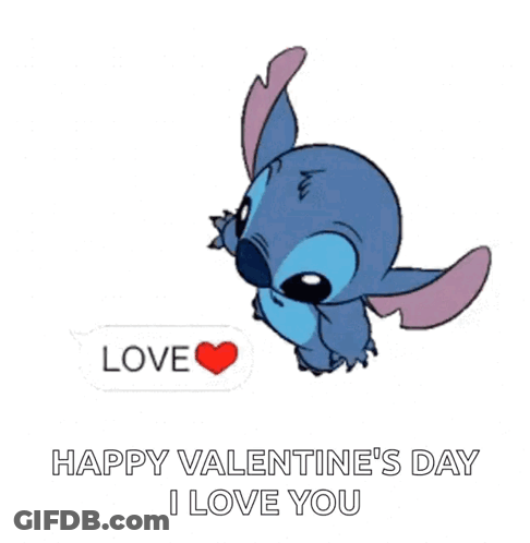 Stitch Surrounded By Love Speech Bubbles Valentine's Day GIF