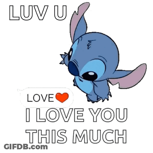 Stitch Surrounded Hearts Luv U I Love You GIF