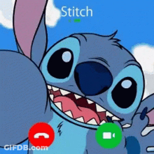 Stitch Talking On Phone With Green Button GIF