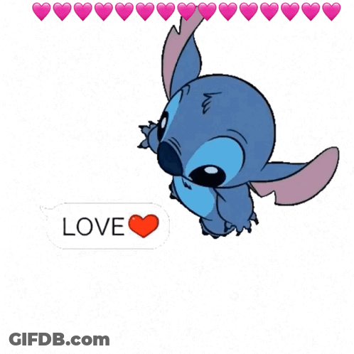 Stitch With Love And Hearts Speech Bubbles GIF