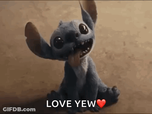 Stitch With Tongue Out And Heart GIF