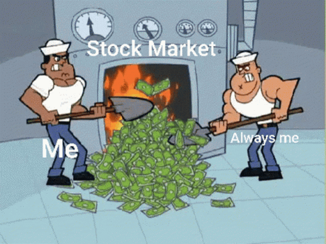 Stock Market Burn Money Cartoon Meme GIF