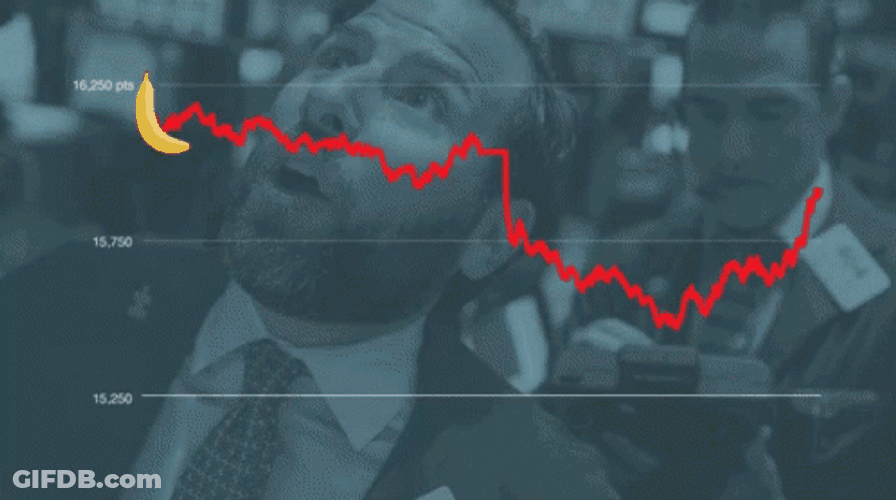 Stock Market Crash Banana Riding Wave Meme GIF