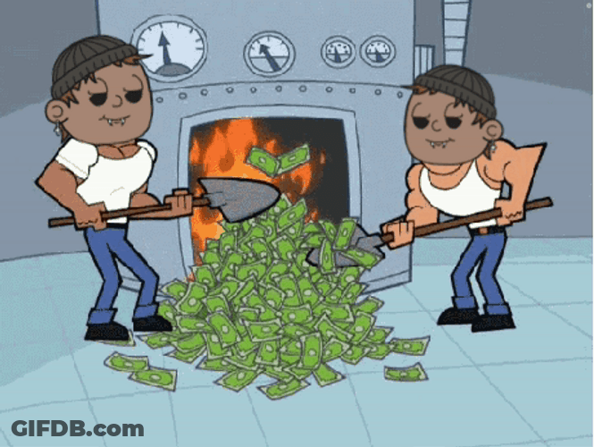 Stock Market Crash Burning Bills GIF