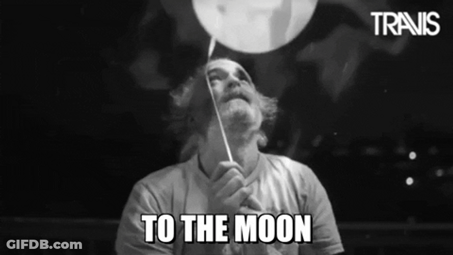 Stock Market Crypto Blockchain Flying Moon GIF