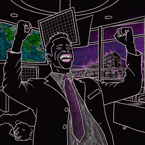 Stocks Happy Celebrating Trader Cartoon Glitch GIF