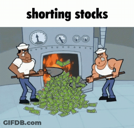 Stocks Shorting Burning Money Funny Cartoon GIF