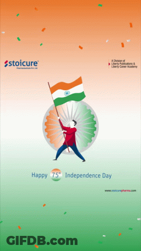 Stoicure Ad Man Holding Indian Flag GIF