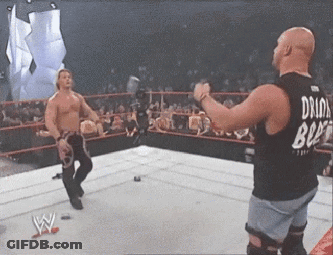 Stone Cold Beer Steve Austin Facing Undertaker GIF
