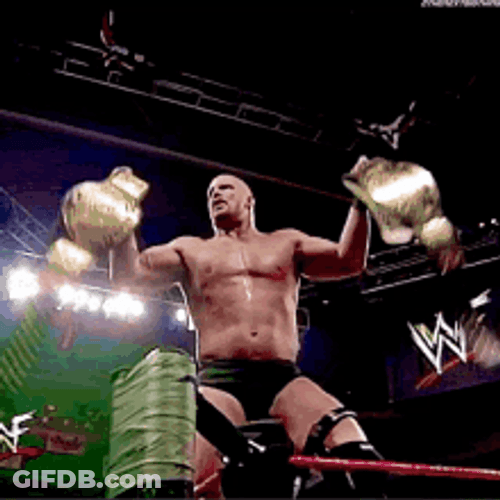 Stone Cold Lifting Two Belts GIF