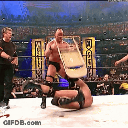 Stone Cold Steve Austin Hitting Chair GIF