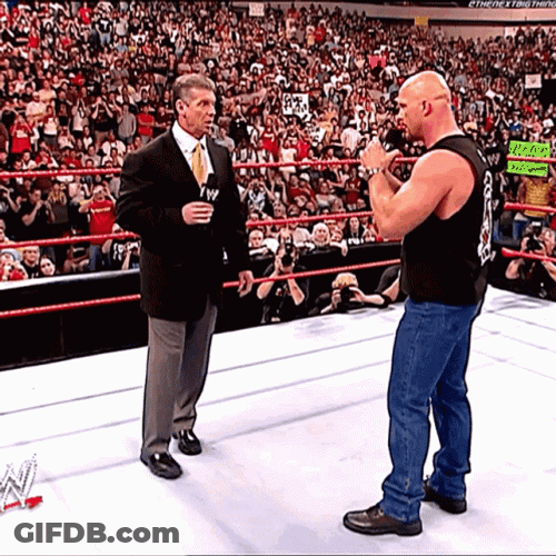 Stone Cold Stunner Face Off Vince McMahon GIF