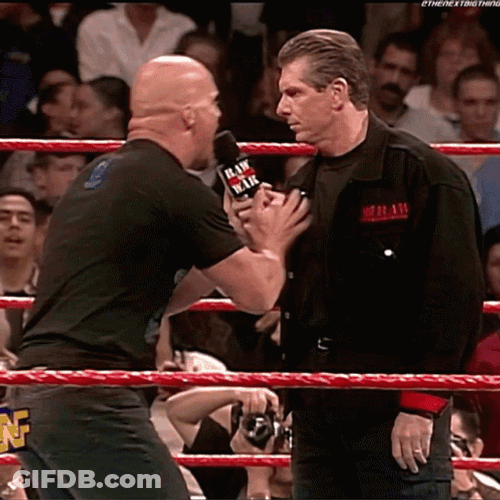 Stone Cold Stunner Shocked Vince McMahon GIF