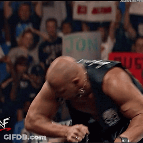 Stone Cold Stunner Showing Off Championship Belt GIF