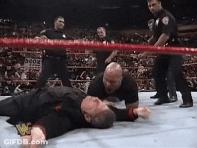 Stone Cold Stunner Vince McMahon Knocked Down GIF