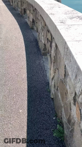 Stone Wall Shadow On Road GIF
