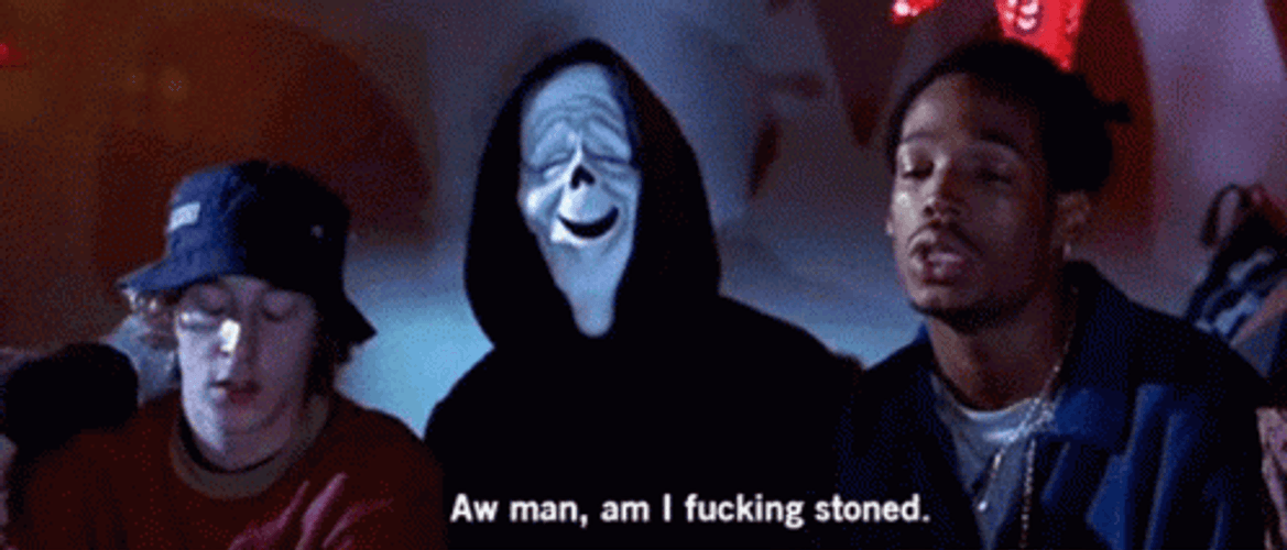 Stoned Ghost Face Tripping GIF