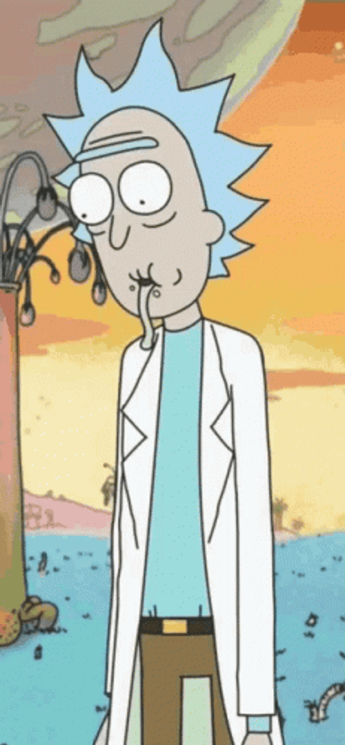 Stoned Rick Sanchez Tongue Hanging Out GIF