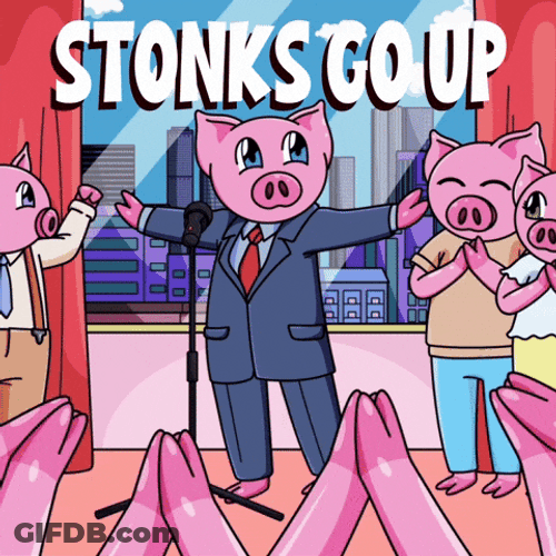 Stonks Go Up Pigs Celebrating GIF
