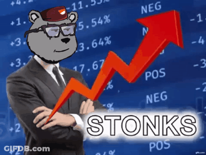 Stonks Human With Bear Head Wearing Eyeglasses GIF
