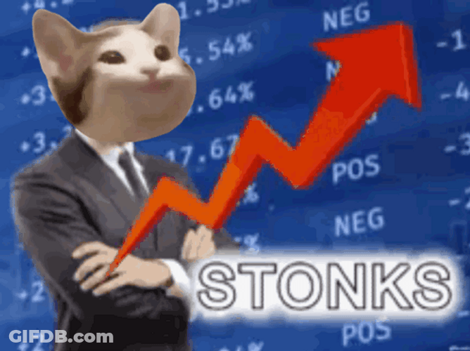 Stonks Human With Popcat Head GIF