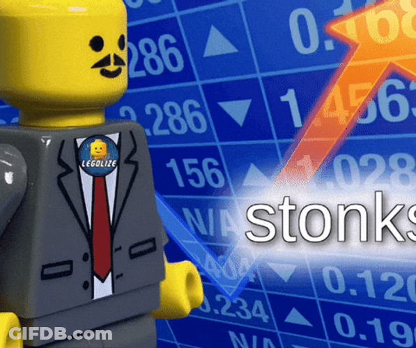 Stonks Lego Man In Gray Suit GIF