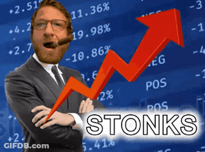 Stonks Man Biting Cigarette GIF