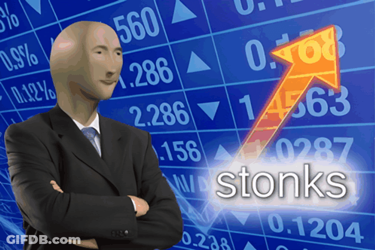 Stonks Man Cracking Up GIF