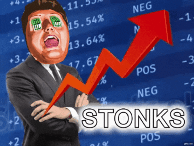 Stonks Man With Green Eyes GIF
