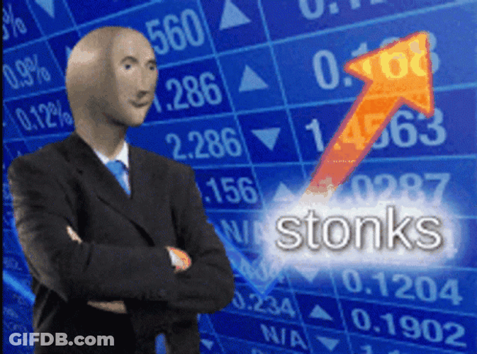 Stonks Meme Man Distorted GIF