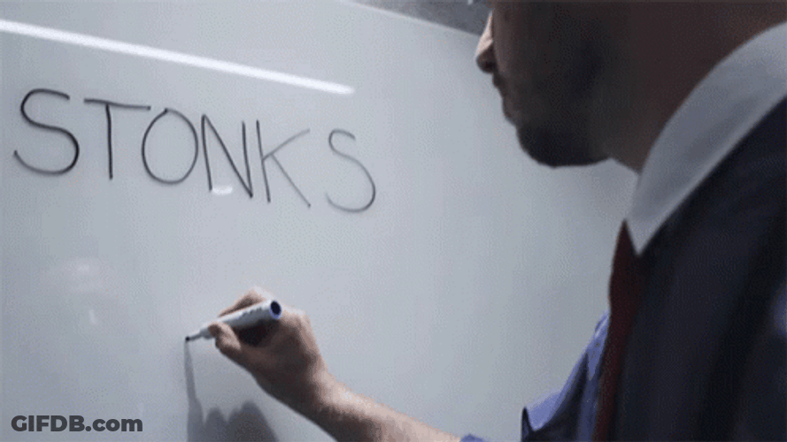 Stonks Written On Whiteboard GIF