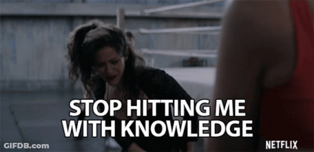 Stop Hitting Me With Knowledge GIF